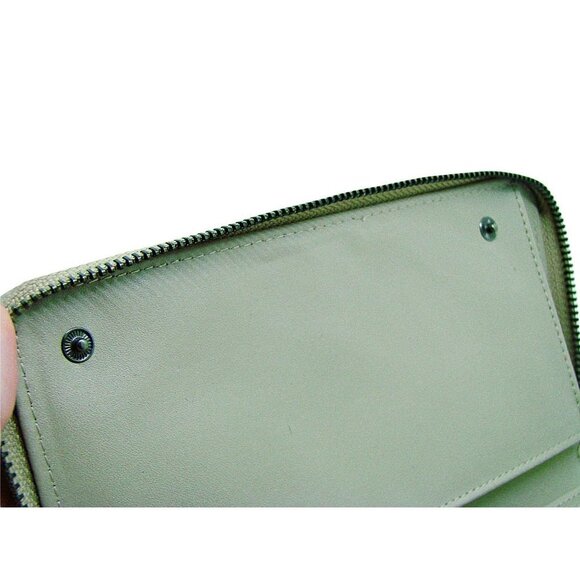 Badgley Mischka Vegan Leather Wallet Light Taupe Gray Color Full Zip Snap 8x4.5 - Picture 7 of 11